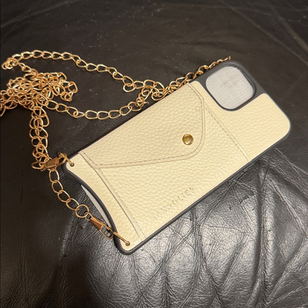 Bandolier Cream wallet & Phone Case with Chain. Good used condition. IPhone 13